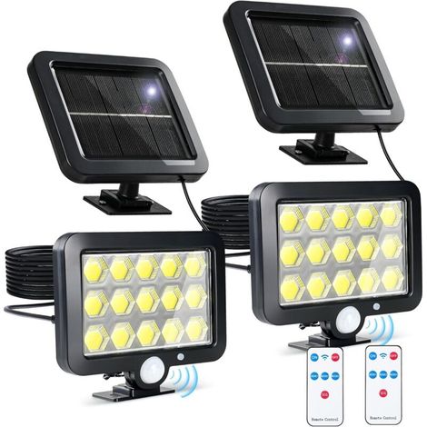Lampes de sport solaires d'extérieur - étanches IP64, angle de faisceau de 120°, adaptées aux porches, terrasses, cours et garages, lot de deux. (1/5)