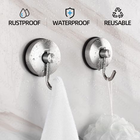 Crochet Ventouse Salle de Bain Porte Serviette Puissant Support Accroche Torchon Cuisine Douche Murale (1/2)