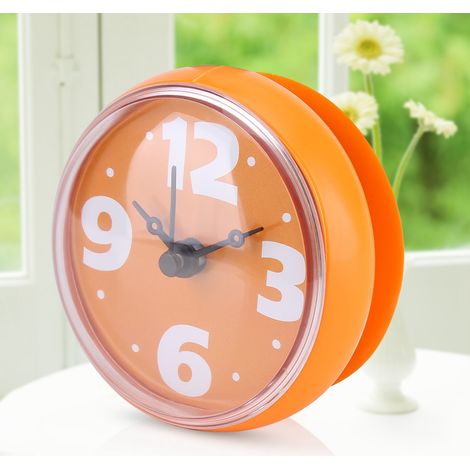 Wasserdichter Saugnapf-Wand-Fenster-Spiegel, Badewannen-Duschuhr, Badezimmeraccessoires, Orange (1/4)
