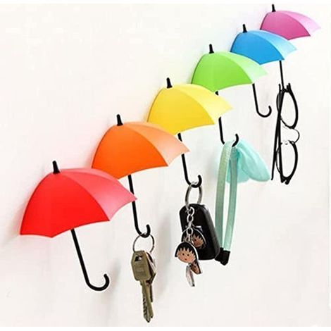 Lot de 6 crochets adhésifs résistants décoratifs muraux et crochet de suspension original multifonction et organisateur pour accrocher les clés (1/5)