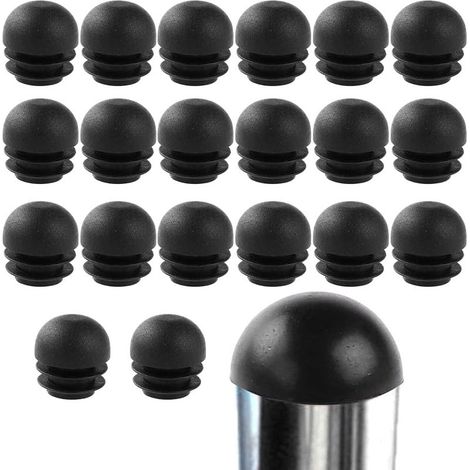 Confezione da 20 tappi rotondi in plastica per gambe di sedie - Protezioni per pavimenti per tavoli, letti, sedie - Neri - 25 mm (1/5)