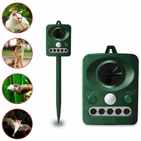 Outdoor Solar Ultrasonic Repellent Grass Green, Solar and USB Dual Charging, Waterproof Design (1/4)