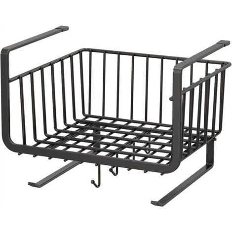 Drawer basket with hook - paper towel holder, under-cabinet storage organizer - 28cm, Black (1/5)