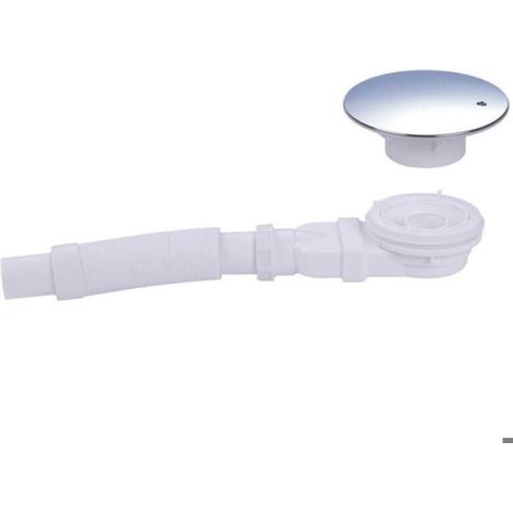 Bonde de douche 90 mm, extra plat, trou de vidange pour bac de douche, siphon avec système anti-odeurs,blanc (1/5)