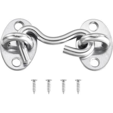 Verrou à Crochet et Œillet de 2 Pouces pour Porte de Grange, Verrou de Confidentialité en Acier Inoxydable pour Cabine, Crochets de Porte Coulissante, Salle de Bain, Argent (1/5)