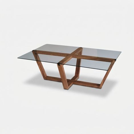 Couchtisch Amalfi aus gehärtetem Glas und Holz (1/3)