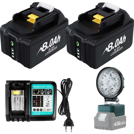 Akku für Elektrowerkzeuge, 8000 mAh Kapazität, kompatibel mit BL1830, passend für 2 (1/2)