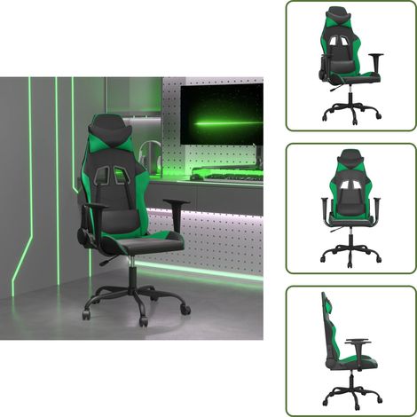 The Living Store Chaise de jeu de massage Noir et vert Similicuir - Chaise de bureau (1/5)