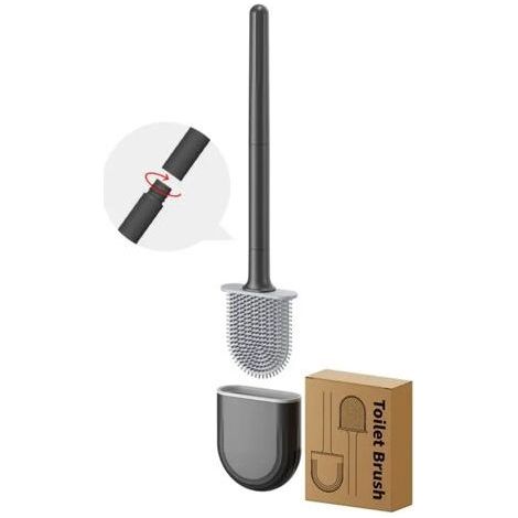 Brosse de Toilette,Brosse WC,Balai WC,Brosse WC Silicone et Support Balayette WC Ventilée Séchage Rapide sans Odeur Brosse pour Toilette de Salle de Bain (1/5)