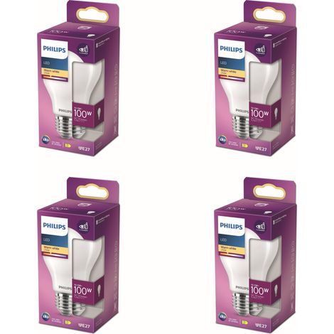 Philips Conjunto Pack E27 Bombilla Globo 100W Mate No Regulable Luz blanca cálida - 4 unidades (1/3)
