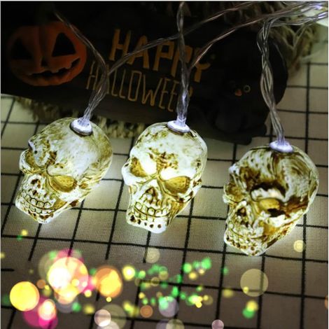 Guirlande citrouilles 3D 3,5 m 20 LED sur piles, blanc chaud, décoration de fête d'Halloween (1/4)