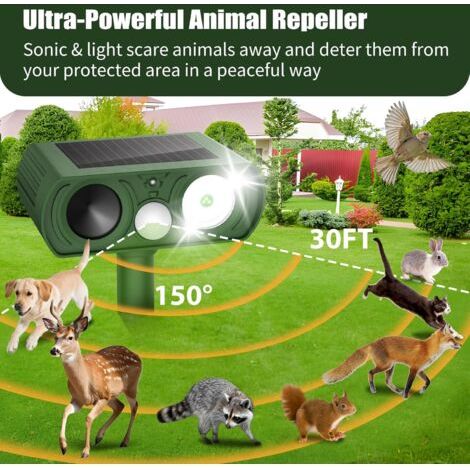 Schermo ultrasonico per animali, repellente impermeabile per cervi con sensore di movimento, 2 pezzi (1/4)