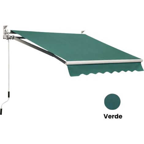 Tende da sole a Bracci Balcone Alluminio Avvolgibile a Barra quadra San Giorgio - Colore: Verde - Dimensioni: 4 x 3 m