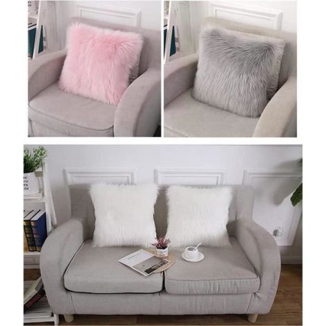 Taie d'oreiller - - Fausse Fourrure Deluxe - 45x45 cm - Gris - Hypoallergénique (1/3)
