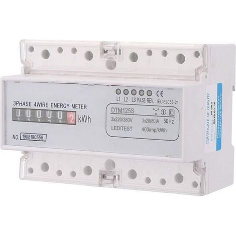 Compteur Électrique Triphasé Numérique 20-80 A sur Rail DIN, 220/380 V, Affichage LCD, Mesure Précise de la Consommation Énergétique pour Maison et Appartement (1/5)