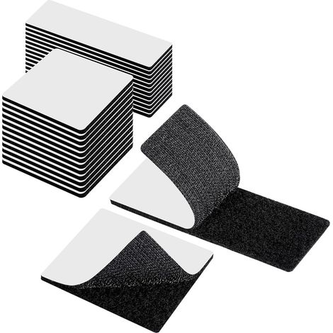 Scratch Autocollant Double Face, 24 Paires Bande Scratch Adhésif Autocollant, Adhésives puissant Hook Loop Rubans pour Ménage,Bricolage Et l'artisanat,Rectangle/Carré (1/5)