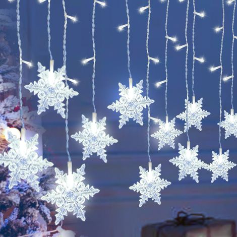 SWANEW Tenda luminosa a fiocco di neve a LED Tenda luminosa per interni Decorazione natalizia per esterni. bianco freddo (1/5)