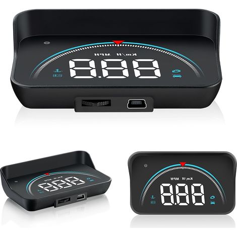 Affichage tête haute du compteur de vitesse HUD M8 pour voiture, vitesse numérique OBD, régime moteur, commutateur KM/MPH, température de l'eau, tension, numéros de satellite, distance de conduite (1/5)