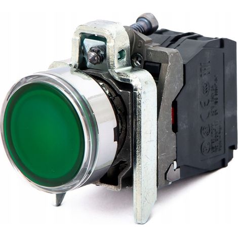 Harmony bt-pous lumineux vert Ø22 - impulsion - 24V - 1O+1F - XB4BW33B5