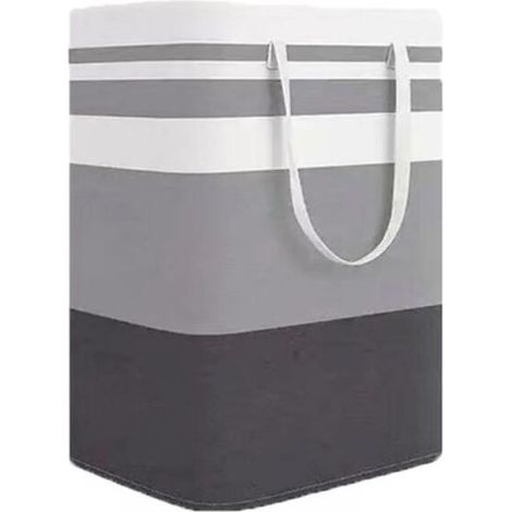 Panier à linge pliable grande capacité avec poignée pratique. Facile à ranger, idéal pour les vêtements, draps, serviettes, jouets, etc. Capacité : 75 litres, gris dégradé. (1/5)