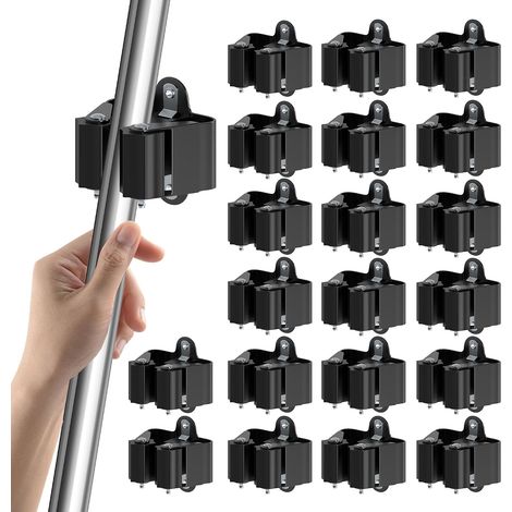 3-H Accroche Balai Mural avec Percage et Matériel de Montage, 20pcs Porte Balais Mural en Acier, Support Mural pour Suspendre Balais, Serpillère, Râteaux, et Outils de Jardin, Garage (1/5)