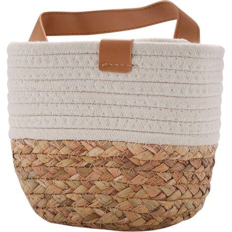 Panier de rangement mural - Petits paniers de rangement tressés en corde de coton - Organisateur d'étagère pour plantes et décoration intérieure (1/5)