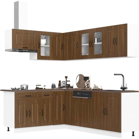 11-tlg. Küchenschrank-Set Kalmar Braun Eichen-Optik Holzwerkstoff