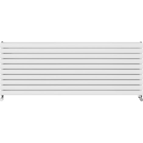 Warmehaus Horizontal Radiator Oval Double Panel White 590x1600mm (1/5)