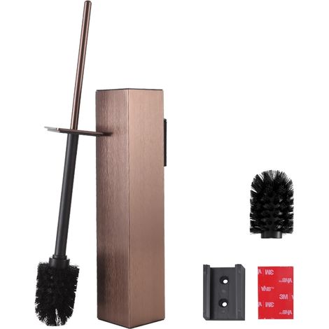 Brosse WC Murale, Porte-Brosse Toilettes WC Acier INOX sans perçage, Porte-Brosse WC avec Gobelet Intérieur Amovible pour Un Nettoyage Faciles de la Salle de Bain (Or Rose) (1/5)