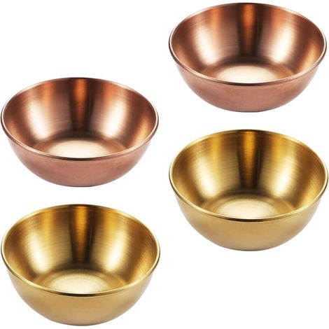 de 4 Assiettes Sauce Rondes en Acier Inoxydable 4 Pi ces (1/5)
