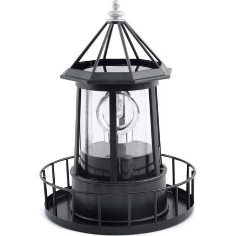 Phare solaire rotatif à LED, lanterne décorative pour jardin extérieur, allée ou terrasse. (1/5)