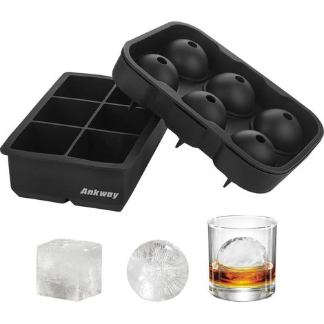 Silikon-Eiswürfelform – Quadratische und runde Eiswürfelform – Für Cocktails und Kaltgetränke – 2er-Set (1/5)