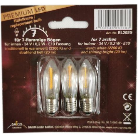 Saico LED-Ersatzlampe, E 10, 34 V, 0,2 W LED-Ersatzlampe