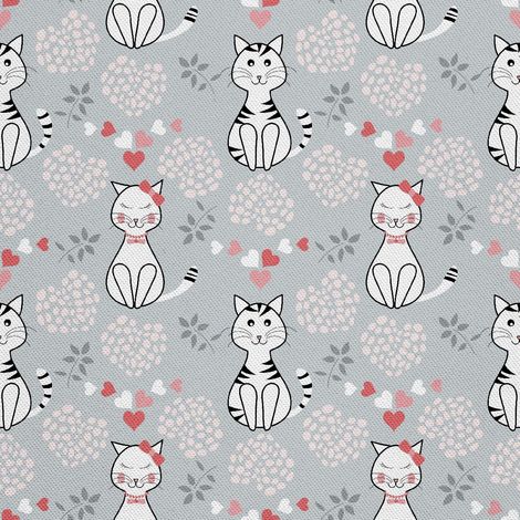 Tela decorativa para exteriores Oxford - Motivo de gatito y corazón I DX600 (1/5)