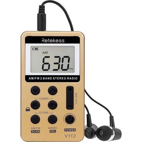 Retekess V112 Mini Radio FM de Poche,Radio Portable,FM AM,Rechargeable Walkman,Réveill,Prise Casque,d'Extérieur,pour de (1/5)