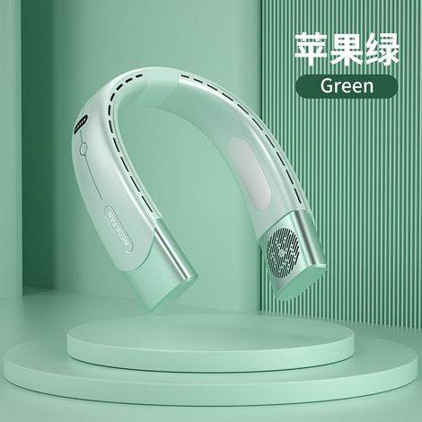 Ventilateur de cou portable sans pales, à réfrigération 2023, avec port USB, petit ventilateur de cou paresseux, cadeau DS005 Vert Pomme [4000mAh] (1/5)