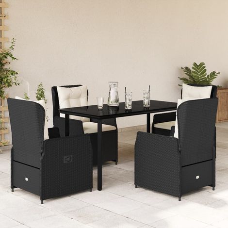 Set de muebles jardín 5 pzas con cojines ratán sintético negro vidaXL (1/5)