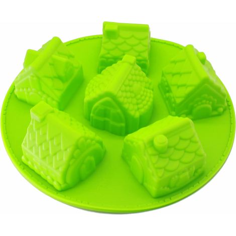 3D Christmas Gift Gingerbread Big House Cake Silicone Molds 4 oz per grid, dia. 2.5 inches (1/5)
