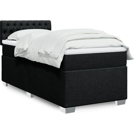 Boxspringbett mit Matratze Schwarz 100x200 cm Stoff (1/5)
