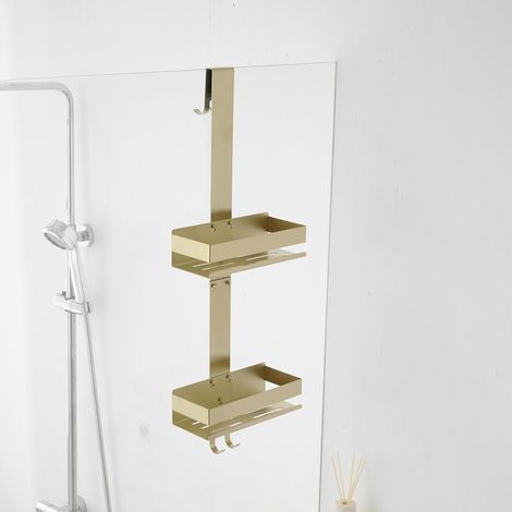 Étagère de douche à suspendre en or, étagère de douche sans perçage en acier inoxydable SUS304, support pour gel douche et shampoing (1/5)