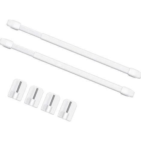 2 pièces tringle à rideau extensible, 40-60 cm, avec 4 crochets auto-adhésifs, sans perçage, pour cuisine salle de bain bureau (1/5)