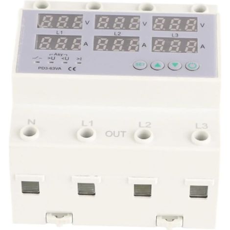 Voltmètre/ampèremètre triphasé sur rail DIN, 390-500 V CA (1/5)