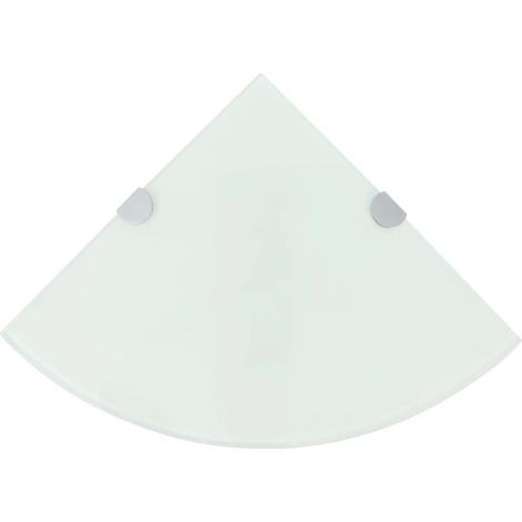 Étagère d'angle avec supports chromés, verre, blanc, 35 x 35 cm (1/5)
