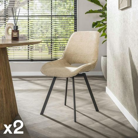 Chaise pivotante beige sable dossier ouvert (lot de 2) ASCOLI (1/5)