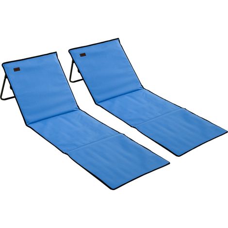 Juego de tumbonas plegables para playa, estructura de acero, color azul, paquete de 2 unidades.