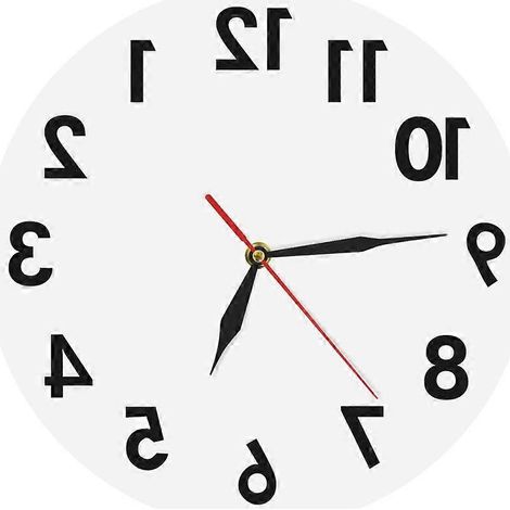 Horloge murale moderne à l'envers, fonctionnant dans le sens inverse des aiguilles d'une montre (1/3)
