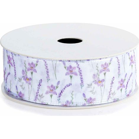 Nastri in tessuto con stampa floreale Lavanda, set da 6 pezzi, mm 22 x 10 m