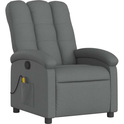 Poltrona relax TV funzione massaggio 6 punti massaggio reclinabili in tessuto grigio scuro DEC026948