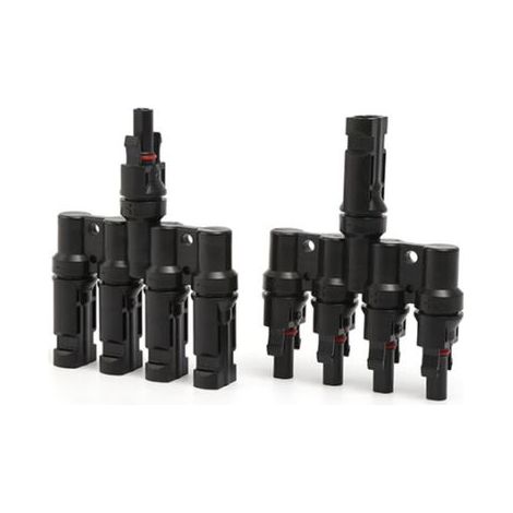 T-förmiger Solarverbinder – 1 Stecker auf 4 Buchsen + 1 Buchse auf 4 Stecker – Schutzart IP68 – 50 A – 1000 V – Schwarz – 1 Paar (1/5)