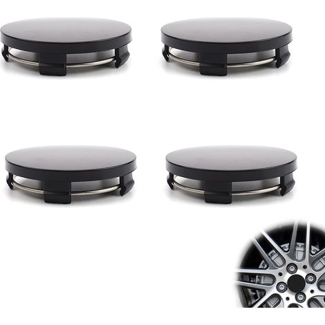 4 Pièces Cache Moyeu, Noir 60mm Enjoliveur de Moyeu, Universel Cache-moyeu Centre de Roue, Convient à Une Large Gamme de Jantes de Voiture(OD 56mm ID 53mm)